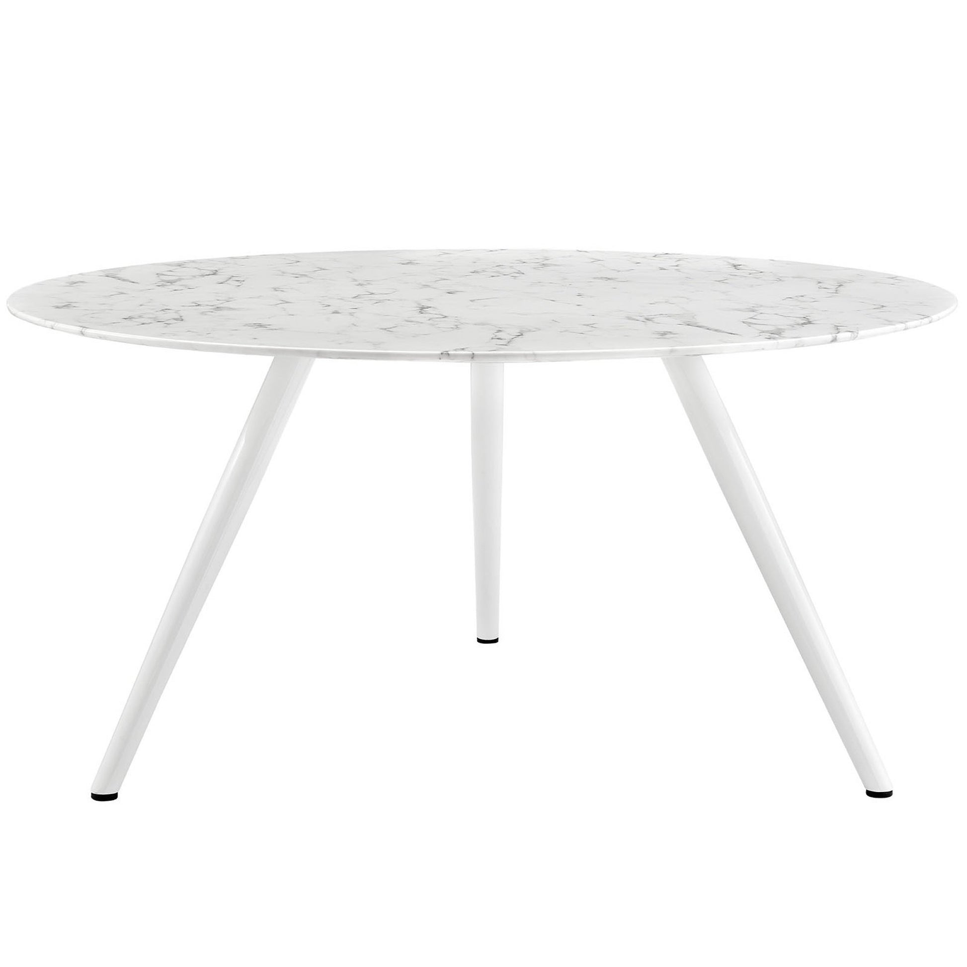 Lippa Round Artificial Marble Dining Table with Tripod Base - White
