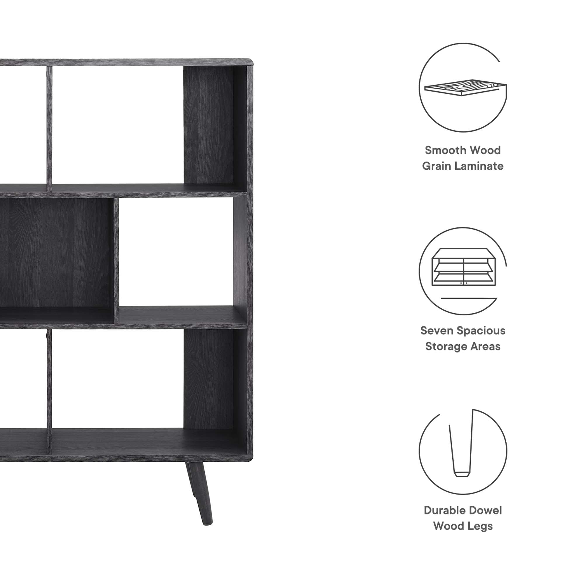 Transmit 7 Shelf Wood Grain Bookcase - Walnut