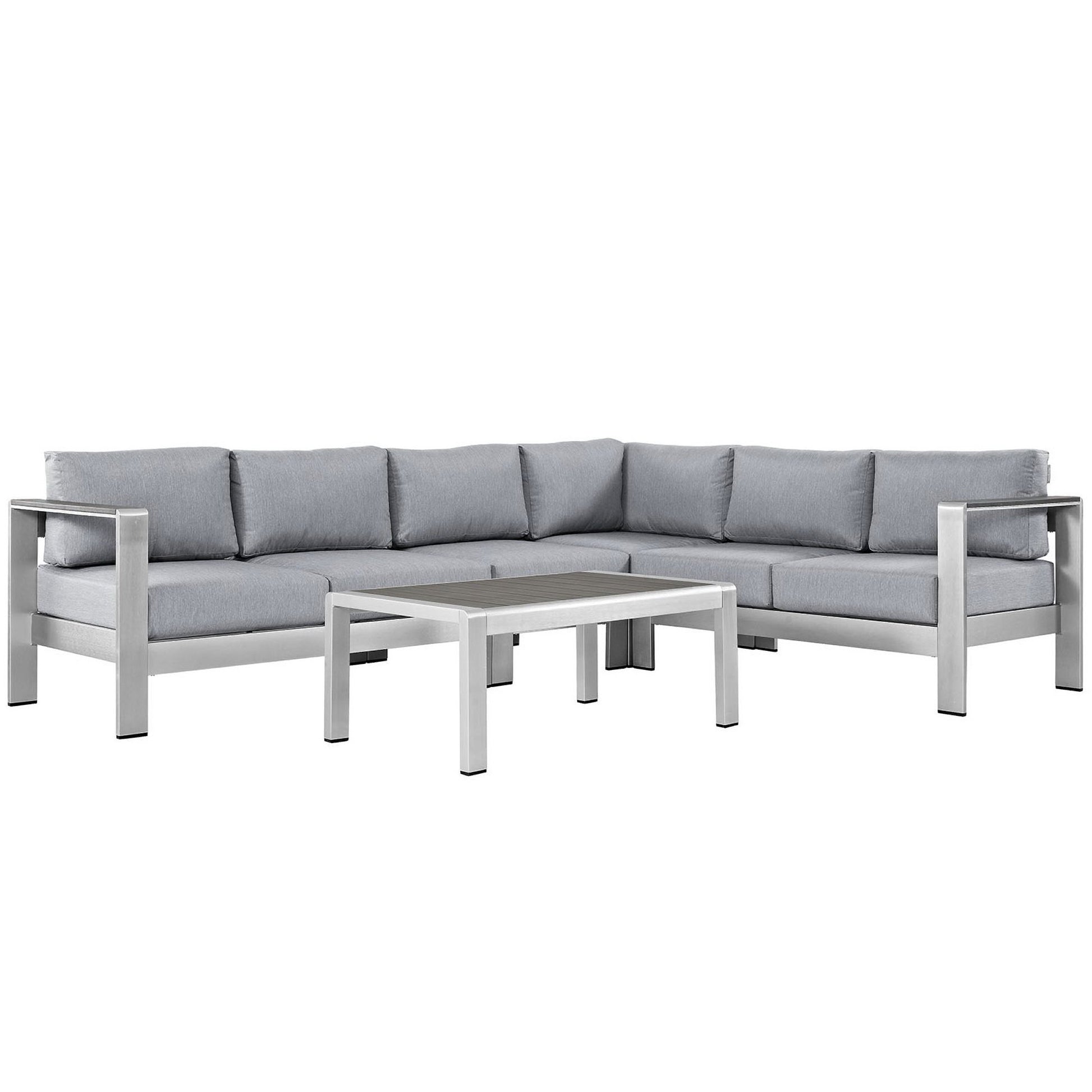 Shore 5 Piece Outdoor Aluminum Sectional Sofa Set