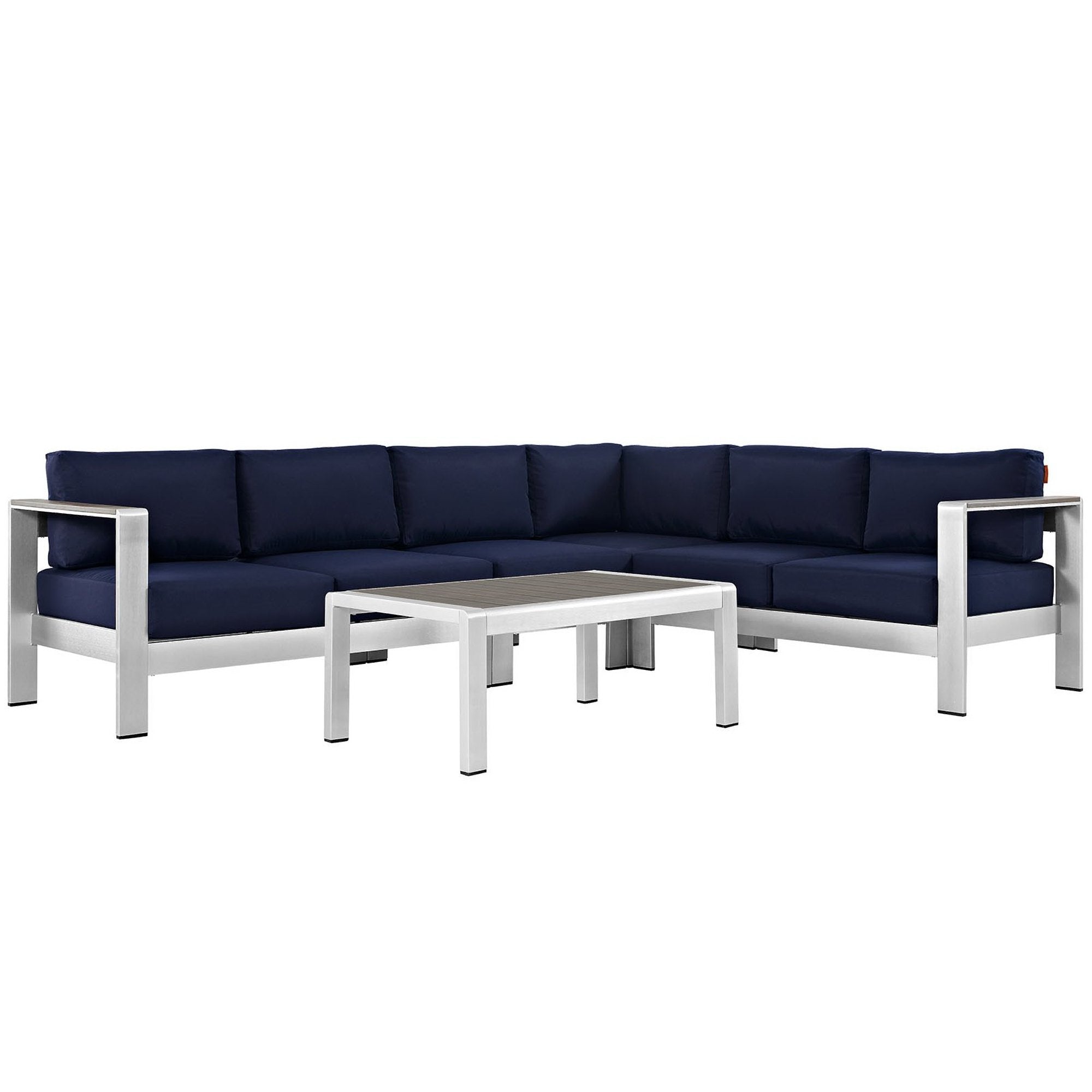 Shore 5 Piece Outdoor Aluminum Sectional Sofa Set