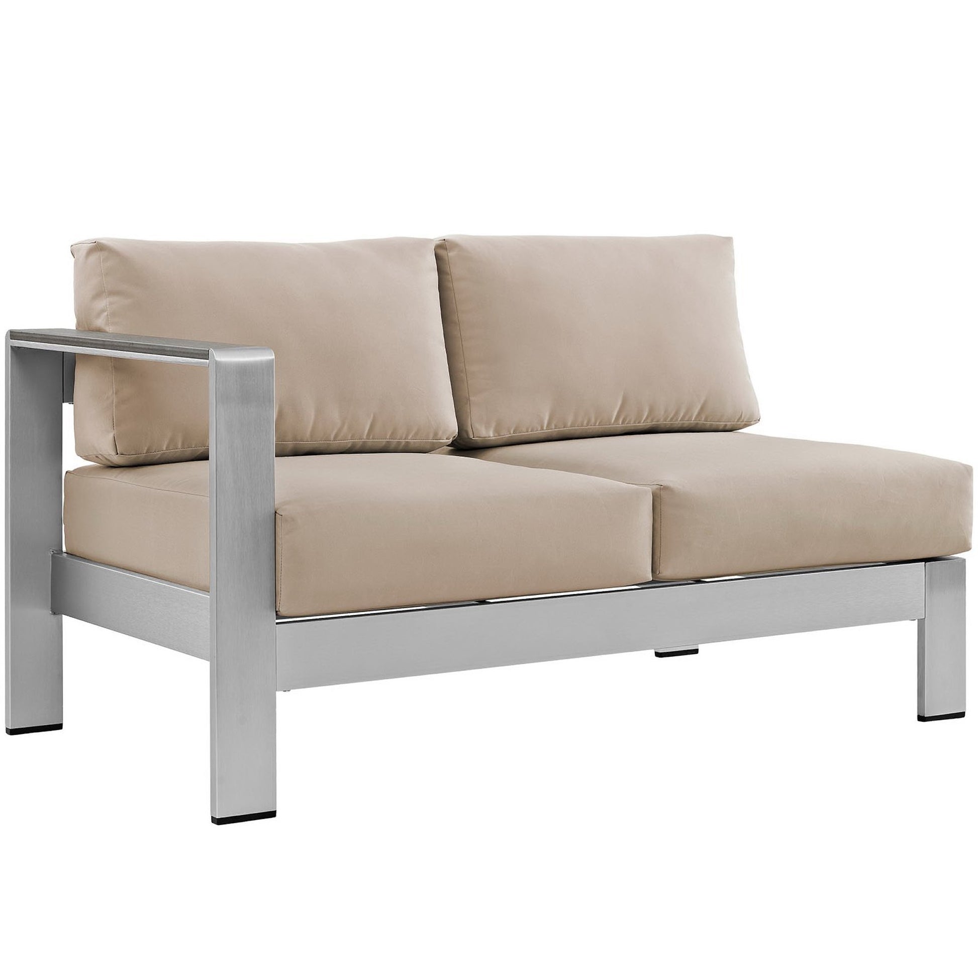 Shore 6 Piece Outdoor Aluminum Sectional Sofa Set - Silver Gray