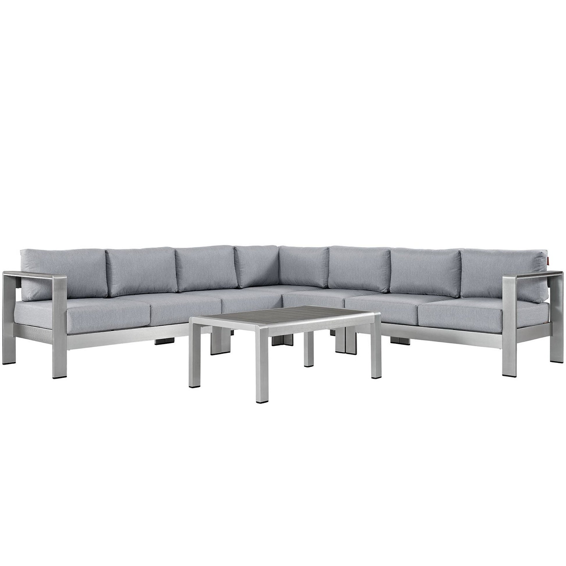 Shore 6 Piece Outdoor Aluminum Sectional Sofa Set