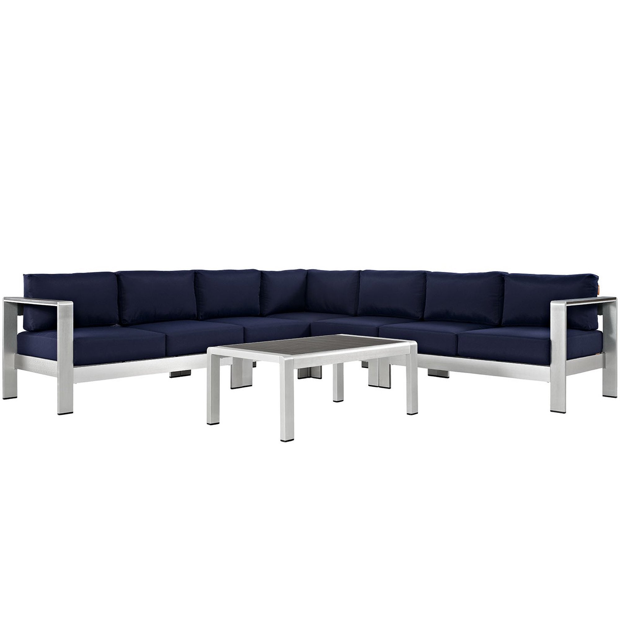 Shore 6 Piece Outdoor Aluminum Sectional Sofa Set