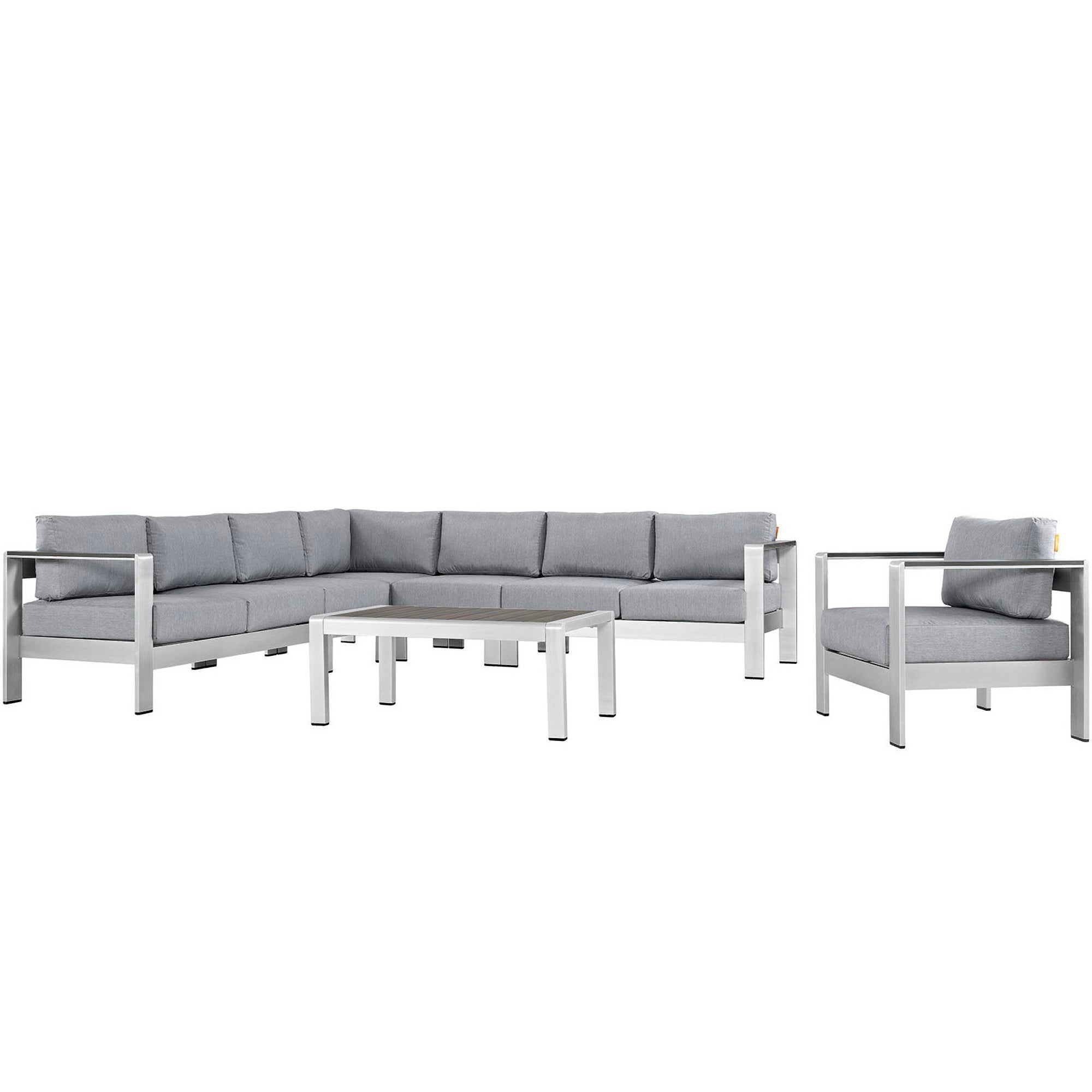 Shore 7 Piece Outdoor Aluminum Sectional Sofa Set