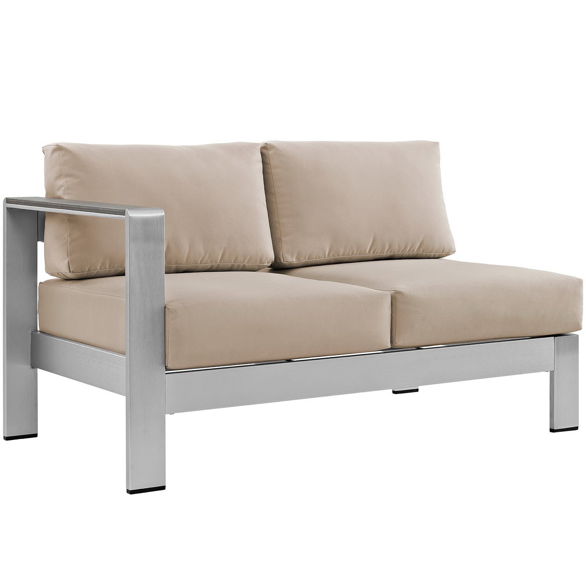 Shore 6 Piece Outdoor Aluminum Sectional Sofa Set - Silver Gray