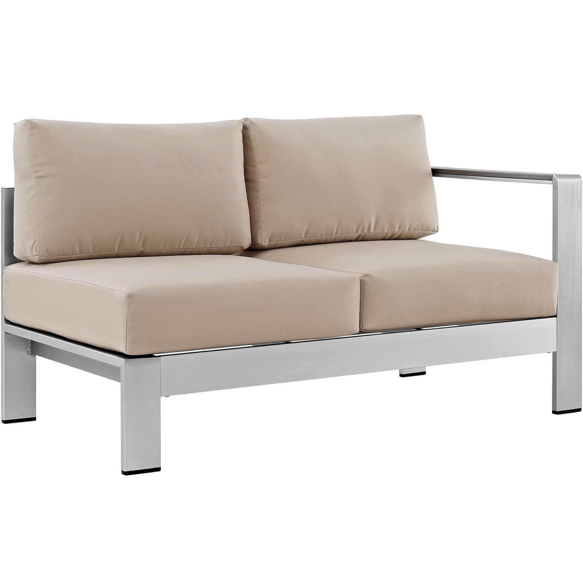 Shore 6 Piece Outdoor Aluminum Sectional Sofa Set - Silver Navy