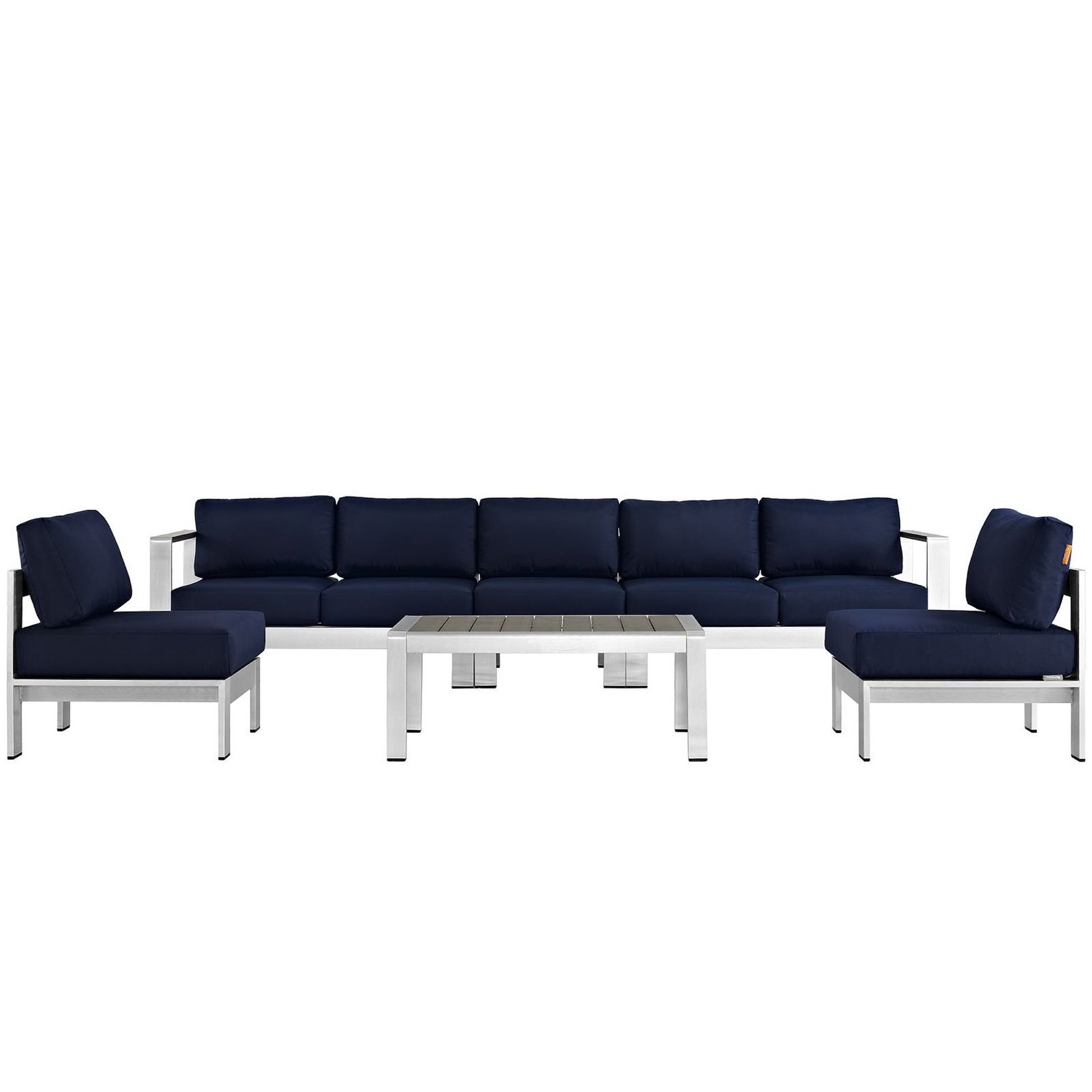 Shore 6 Piece Outdoor Aluminum Sectional Sofa Set