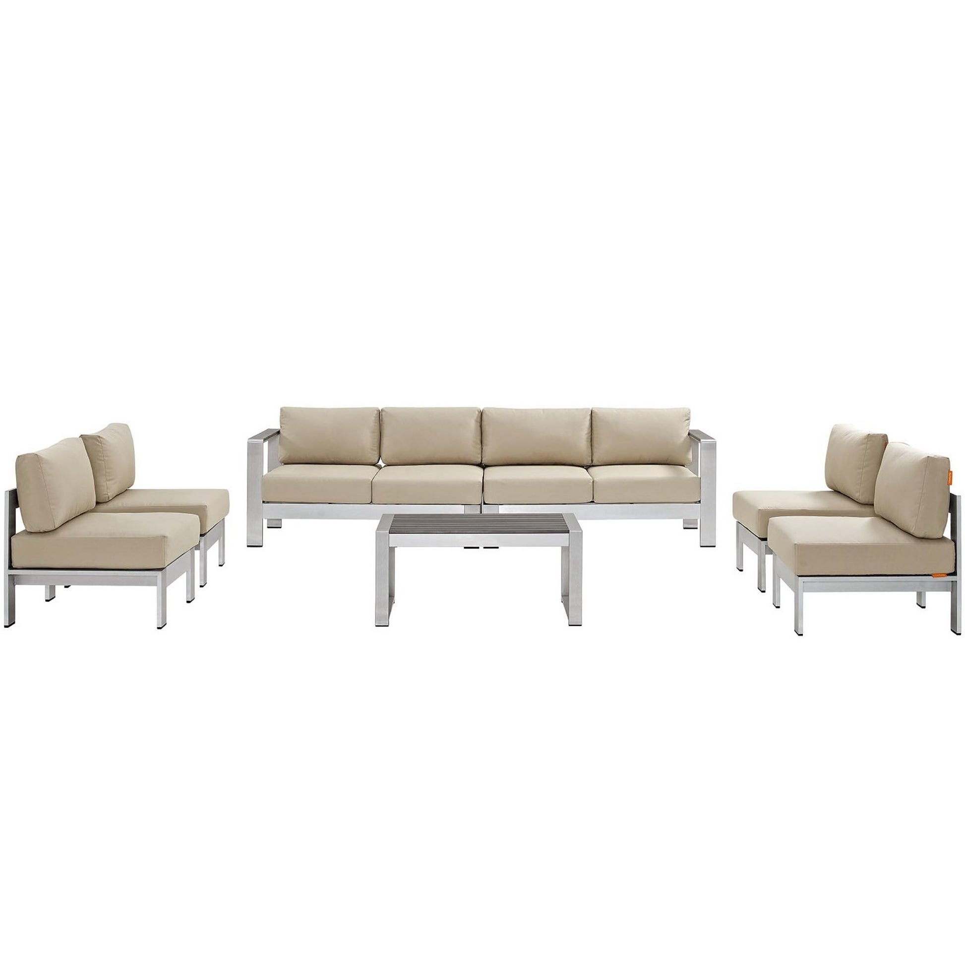 Shore 7 Piece Outdoor Sectional Sofa Set - Silver Gray