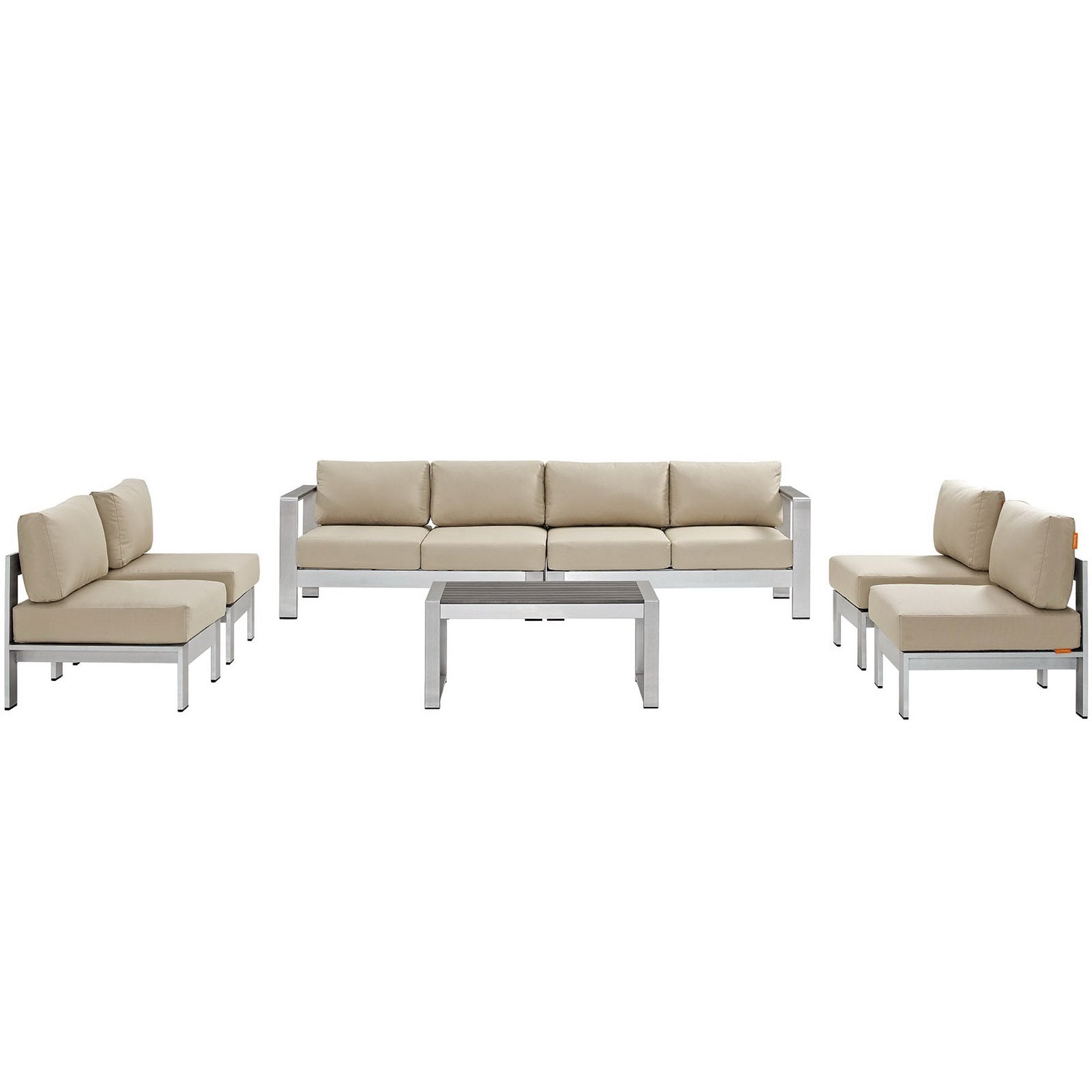 Shore 7 Piece Outdoor Sectional Sofa Set - Silver Gray