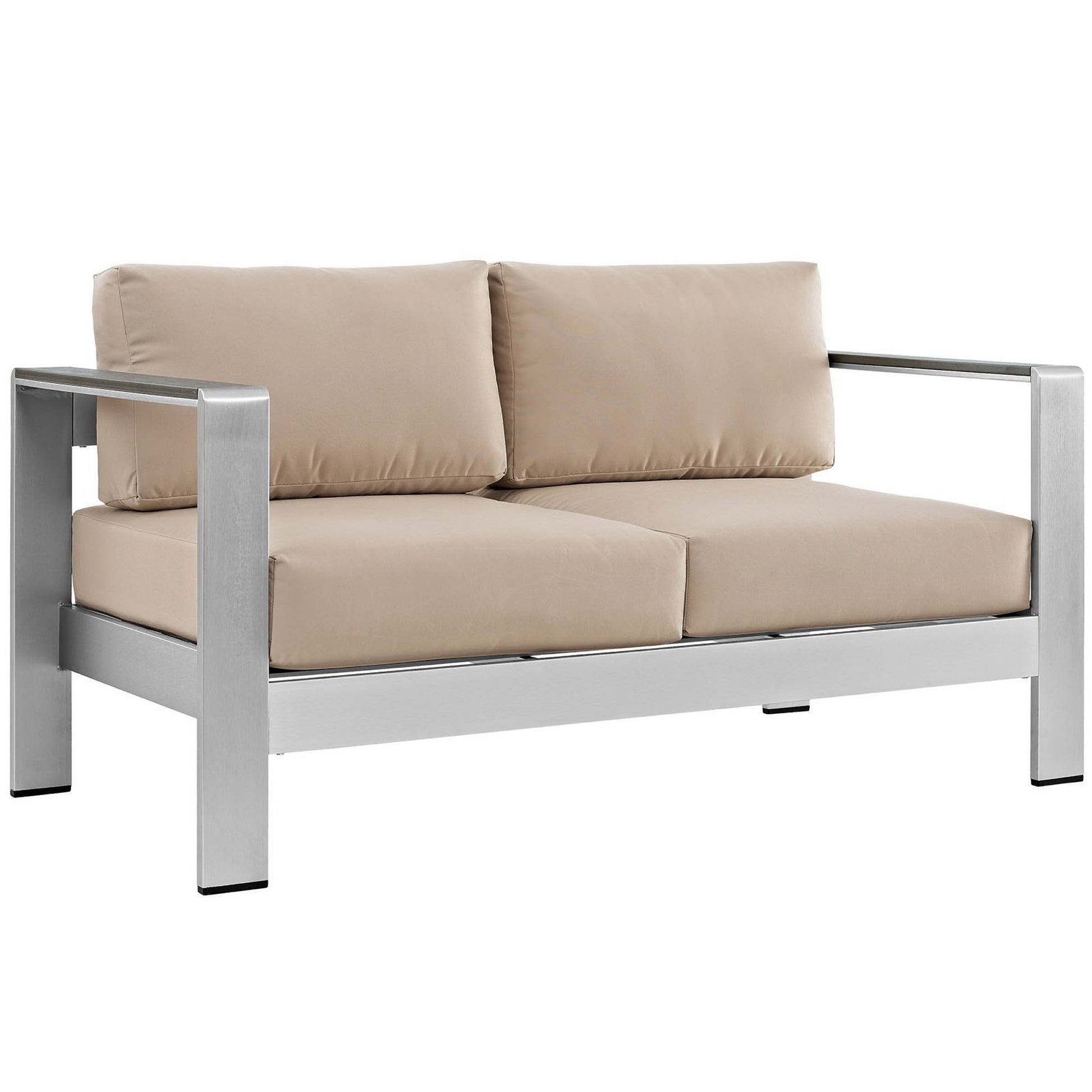 Shore 6 Piece Outdoor Patio Aluminum Sectional Sofa Set - Silver Gray
