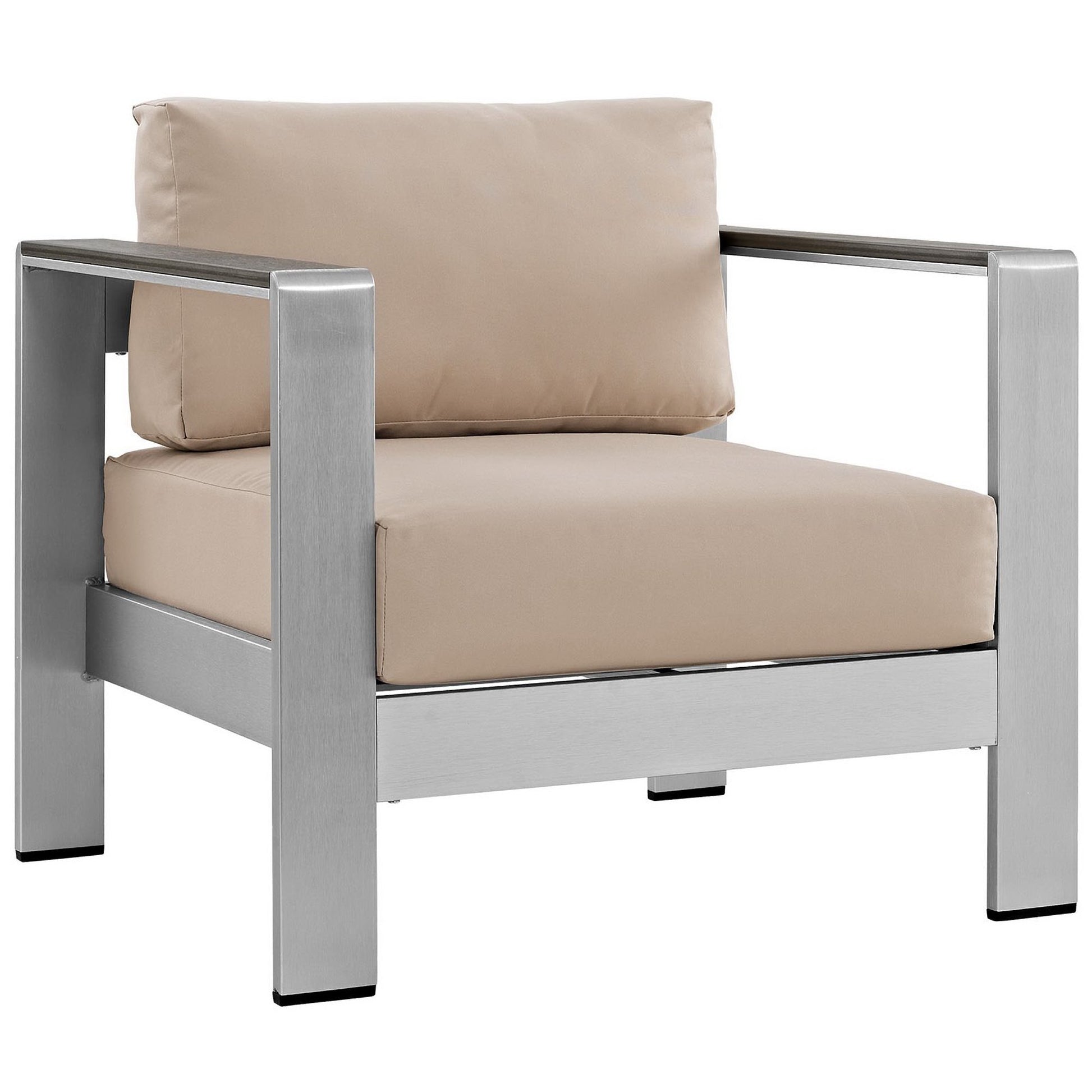 Shore 6 Piece Outdoor Patio Aluminum Sectional Sofa Set - Silver Navy