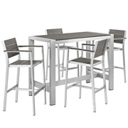 Shore 5 Piece Outdoor Patio Aluminum Dining Set - Silver Gray