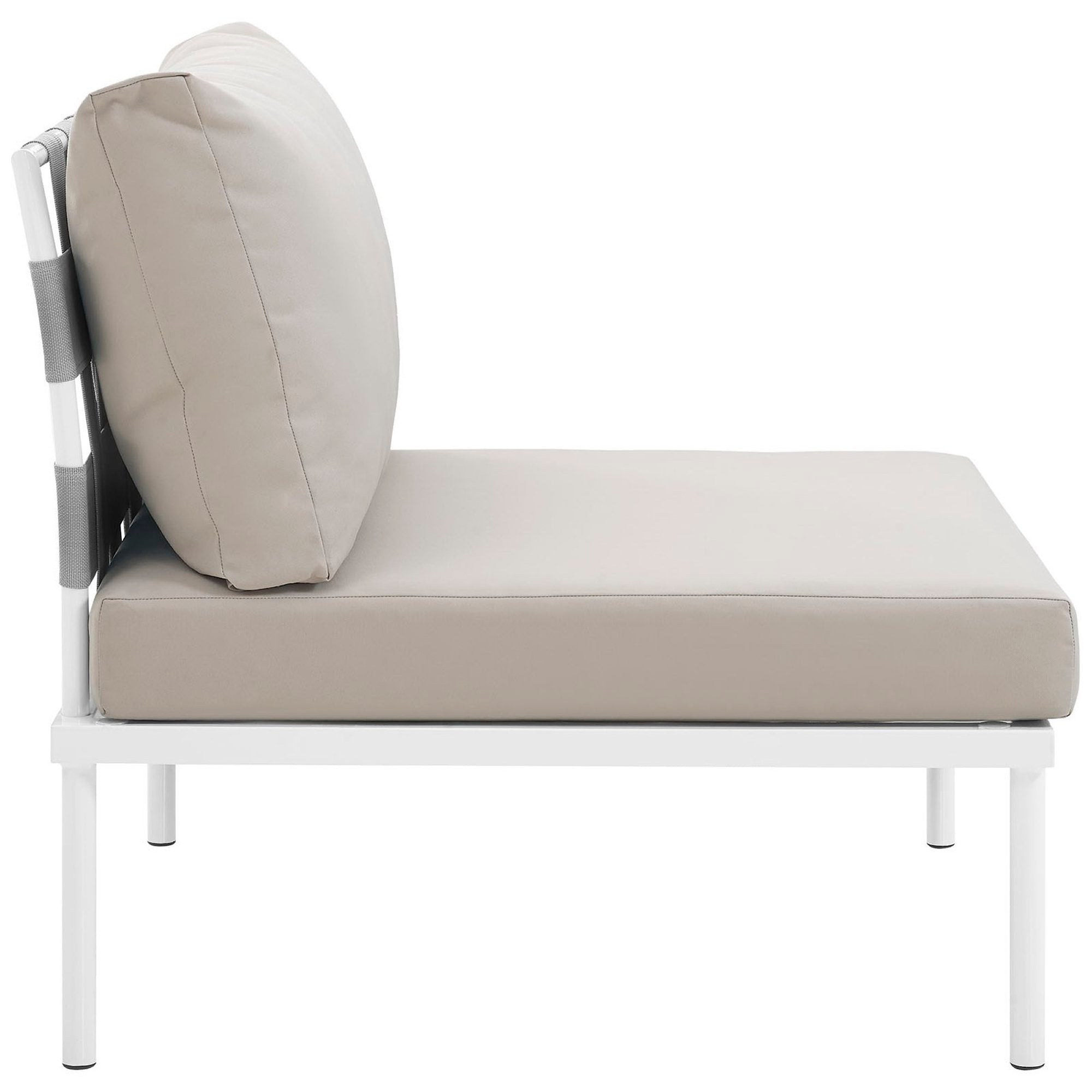 Harmony Armless Outdoor Patio Aluminum Chair - White Gray