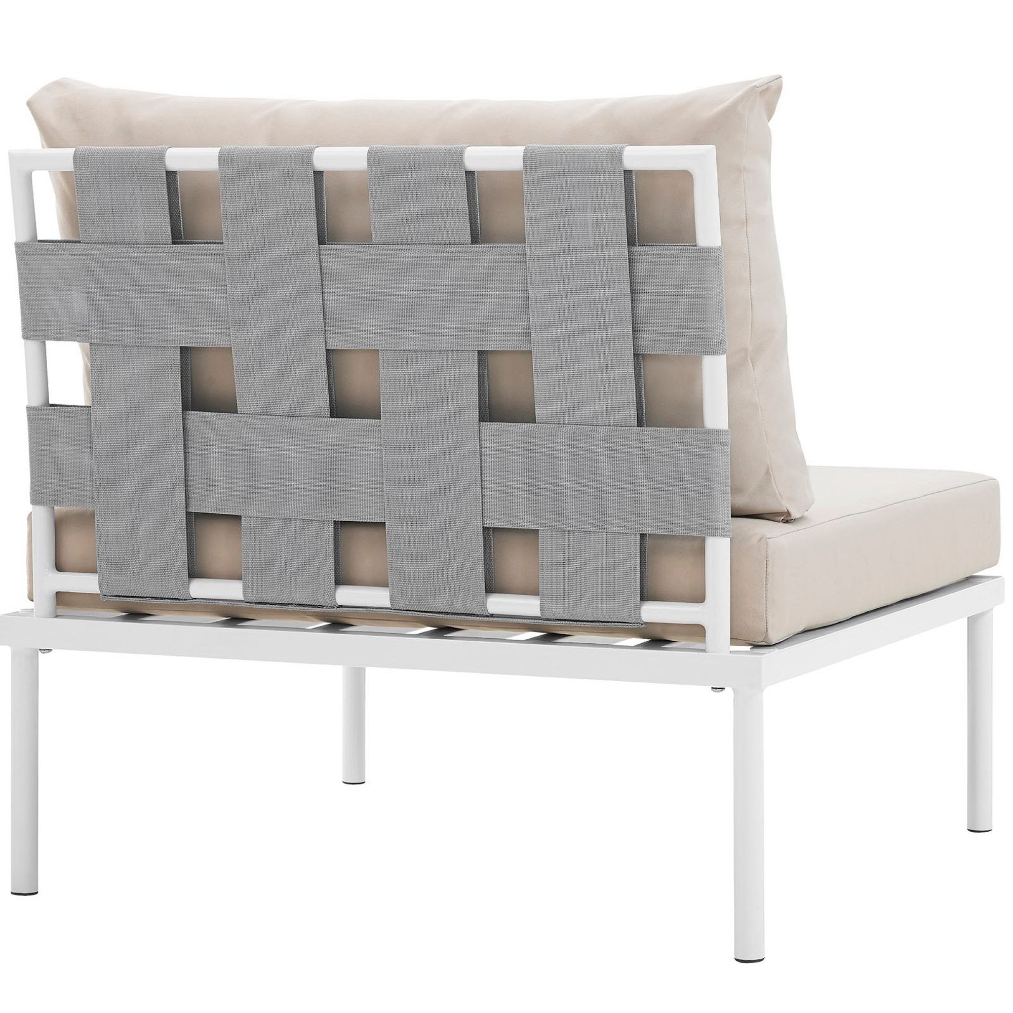 Harmony Armless Outdoor Patio Aluminum Chair - White Navy