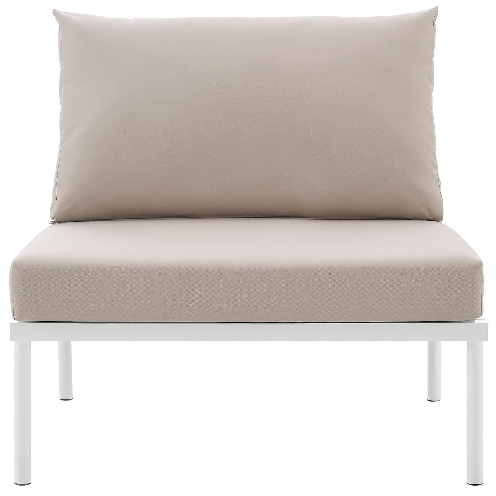 Harmony Armless Outdoor Patio Aluminum Chair - White White