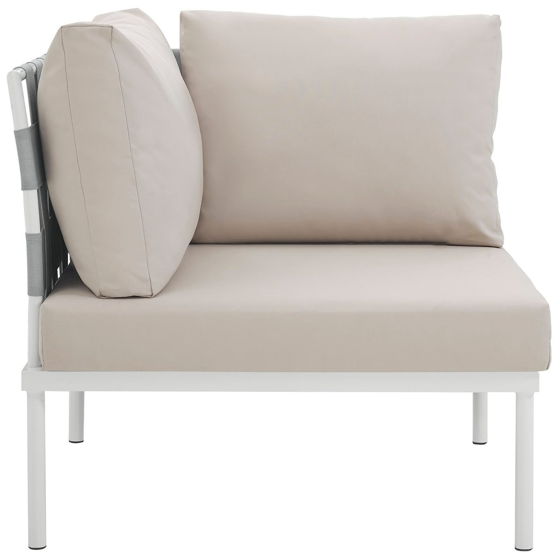 Harmony Outdoor Patio Aluminum Corner Sofa - White Gray