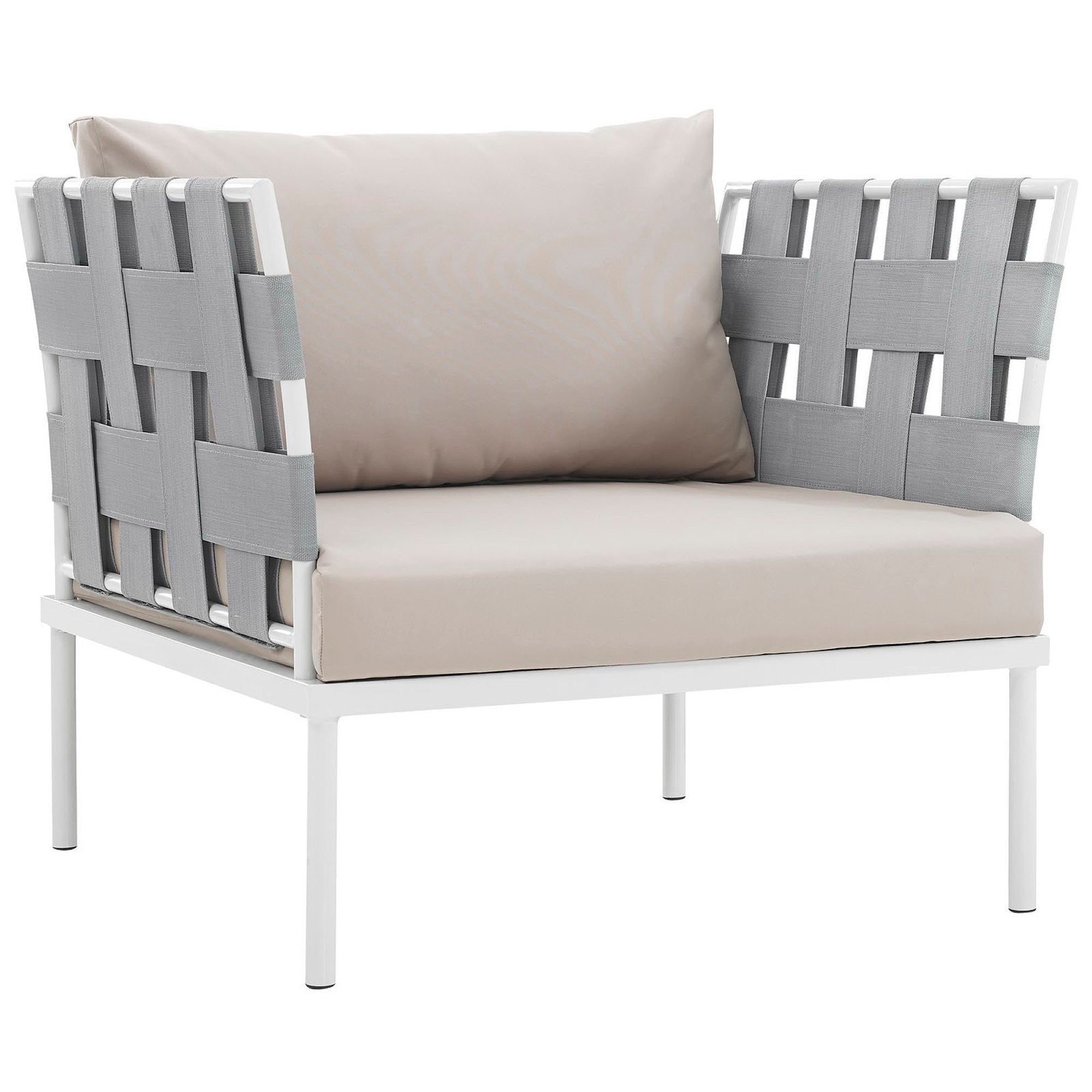 Harmony Outdoor Patio Aluminum Armchair - White Beige