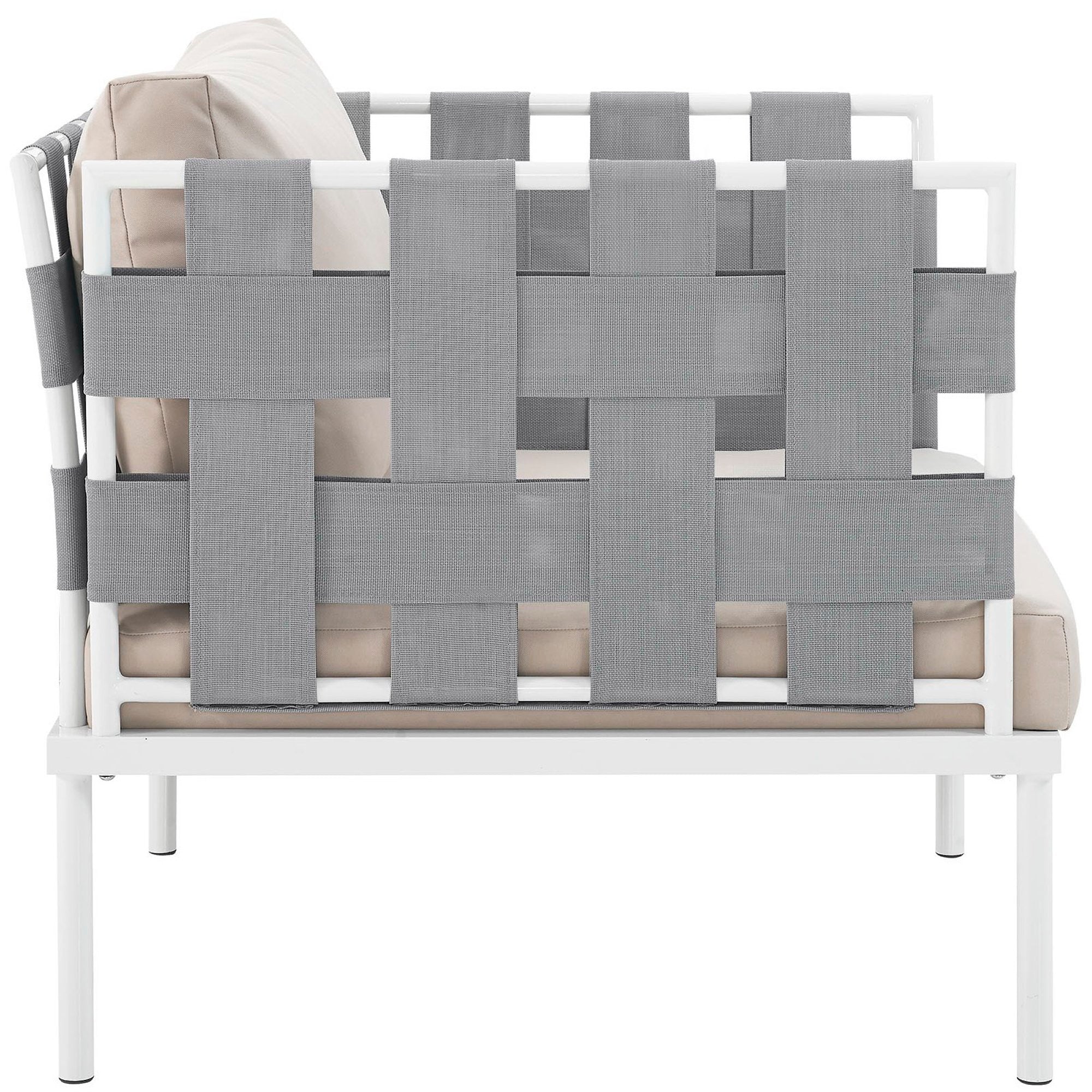Harmony Outdoor Patio Aluminum Armchair - White Gray
