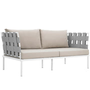 Harmony Outdoor Patio Aluminum Loveseat - White Beige