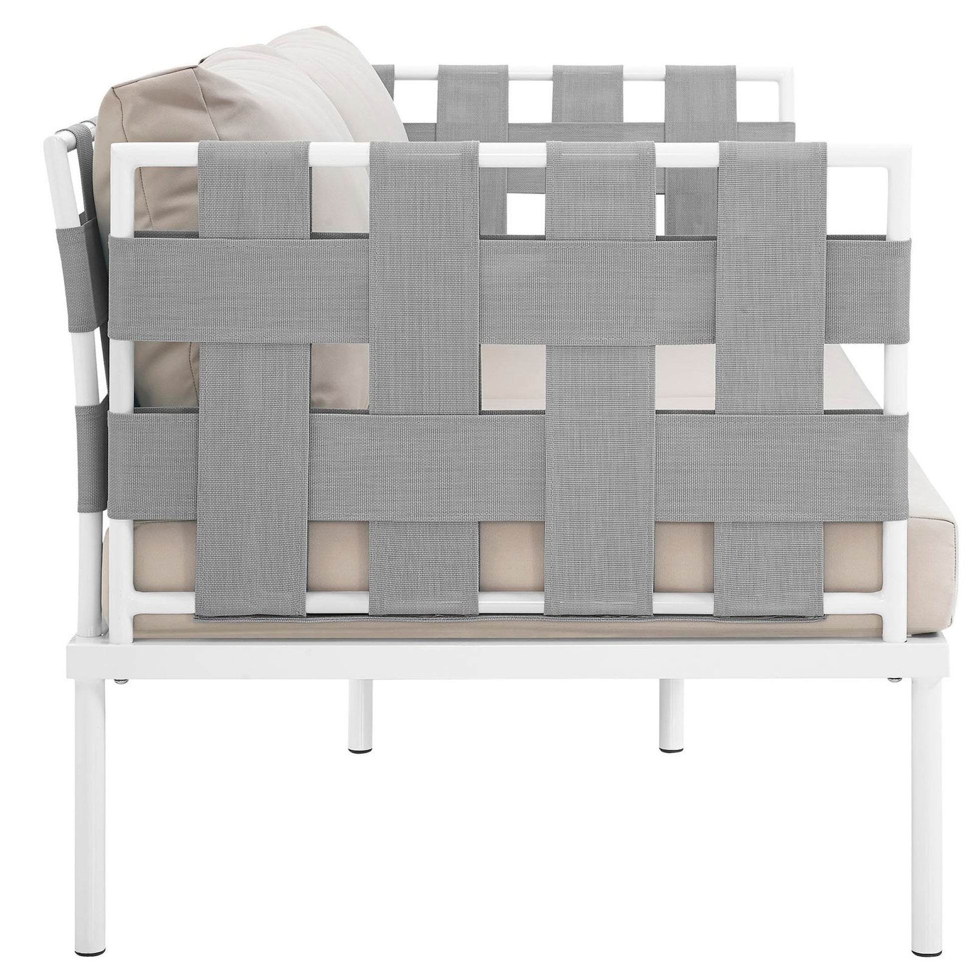 Harmony Outdoor Patio Aluminum Loveseat - White Gray