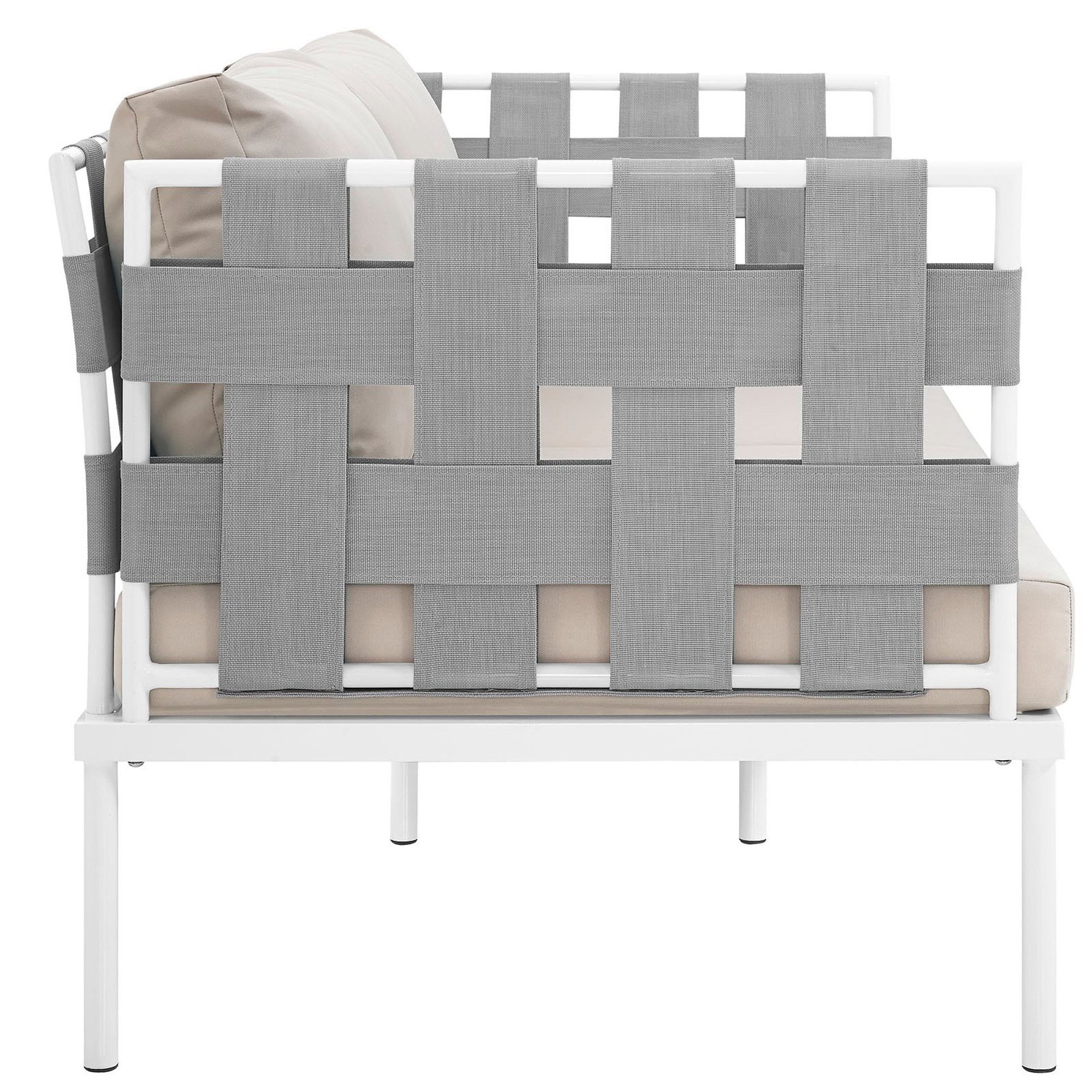 Harmony Outdoor Patio Aluminum Loveseat - White Gray