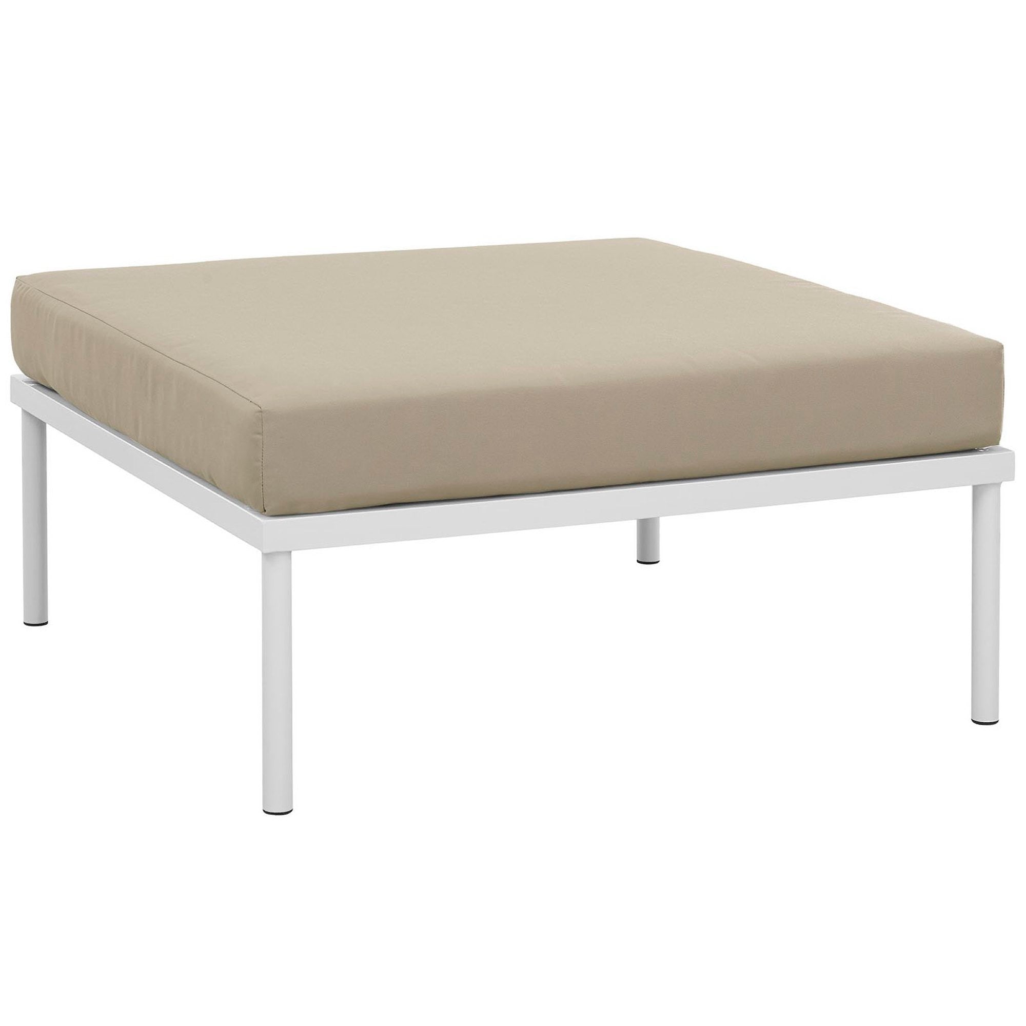 Harmony Outdoor Patio Aluminum Ottoman - White Beige