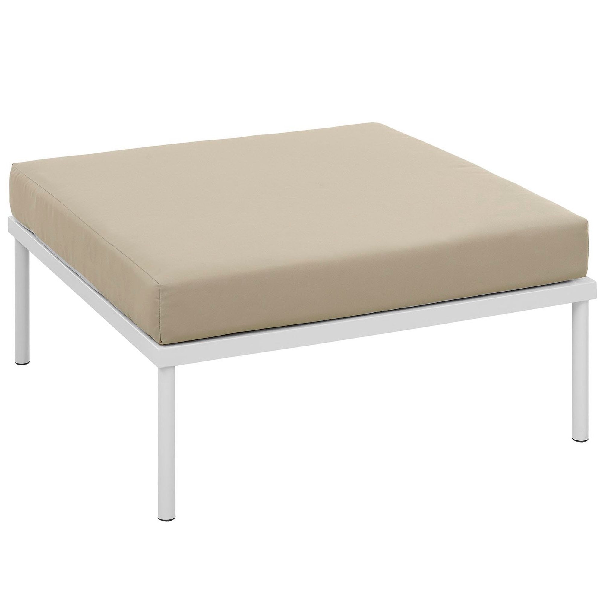 Harmony Outdoor Patio Aluminum Ottoman - White Gray