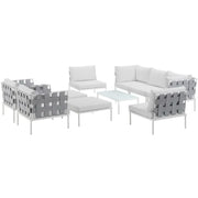 Harmony 10 Piece Outdoor Patio Aluminum Sectional Sofa Set - White White