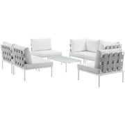Harmony 7 Piece Outdoor Patio Aluminum Sectional Sofa Set - White White
