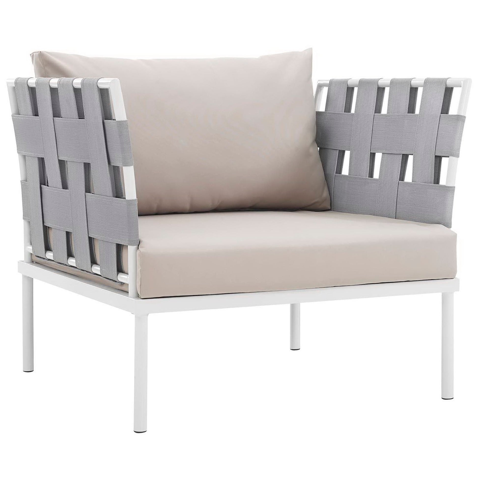 Harmony 3 Piece Outdoor Patio Aluminum Sectional Sofa Set - White Gray