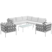 Harmony 8 Piece Outdoor Patio Aluminum Sectional Sofa Set - White White