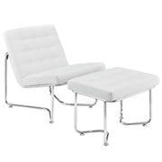 Gibraltar Upholstered Vinyl Lounge Chair - White