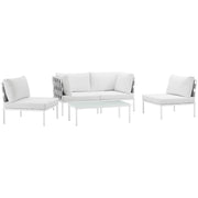 Harmony 5 Piece Outdoor Patio Aluminum Sectional Sofa Set - White White