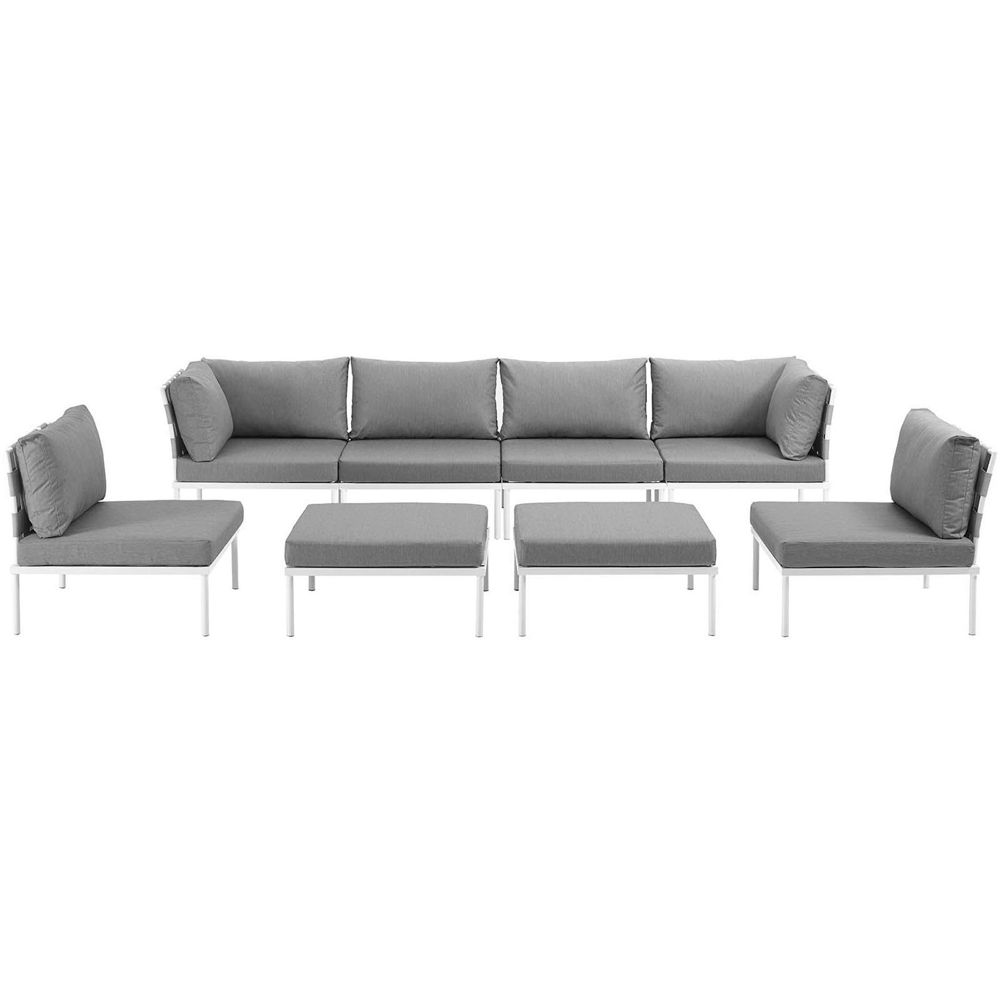 Harmony 8 Piece Outdoor Patio Aluminum Sectional Sofa Set - White White