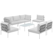 Harmony 8 Piece Outdoor Patio Aluminum Sectional Sofa Set - White White