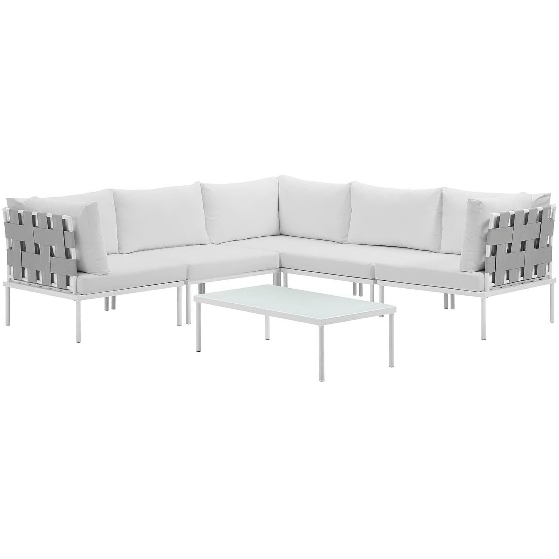Harmony 6 Piece Outdoor Patio Aluminum Sectional Sofa Set