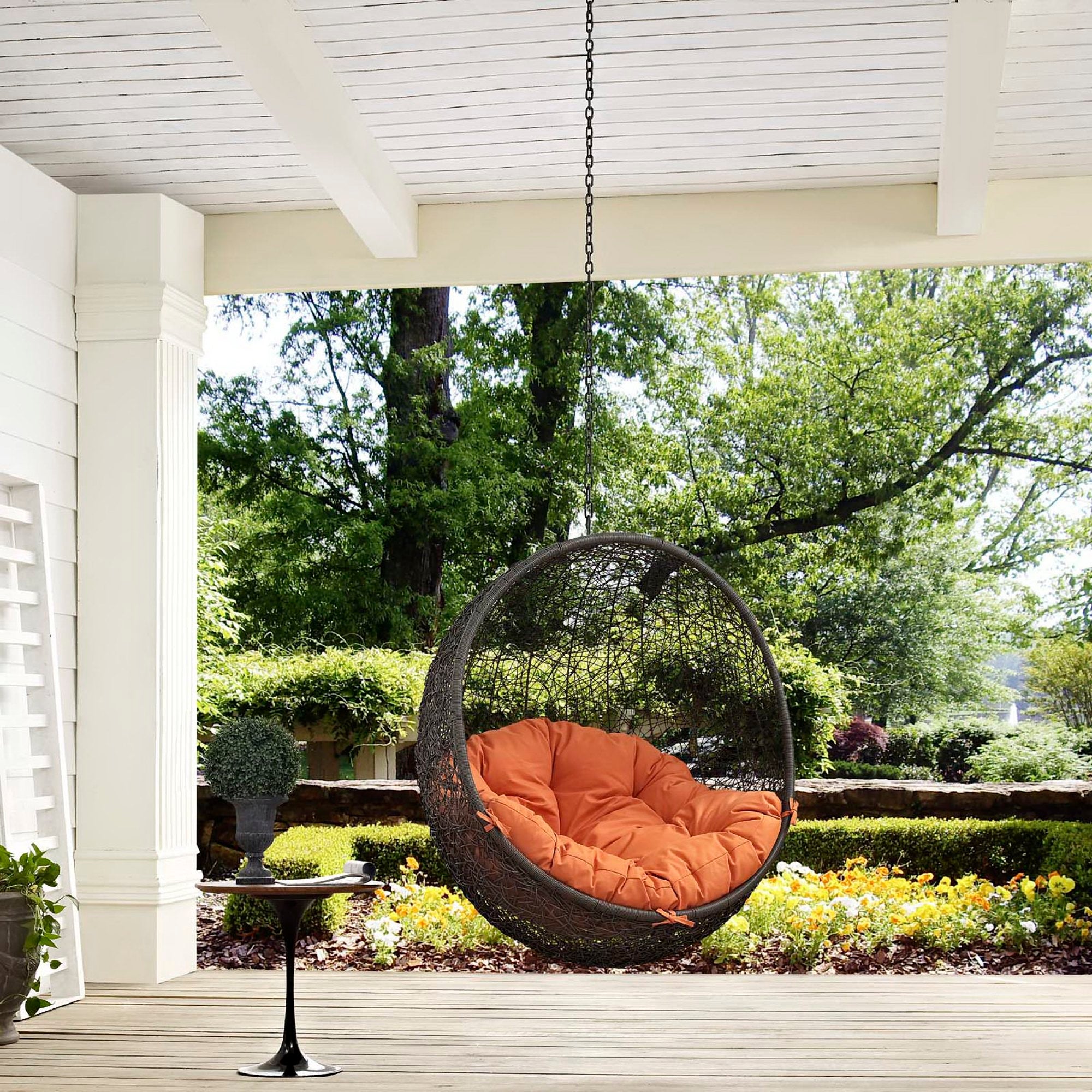 Hide Outdoor Patio Swing Chair Without Stand - White Orange