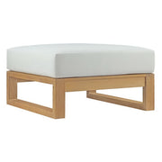 Upland Outdoor Patio Teak Ottoman - Natural White