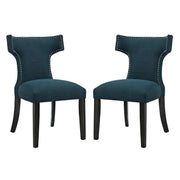 Curve Fabric Dining Side Chair Set of 2 - Azure