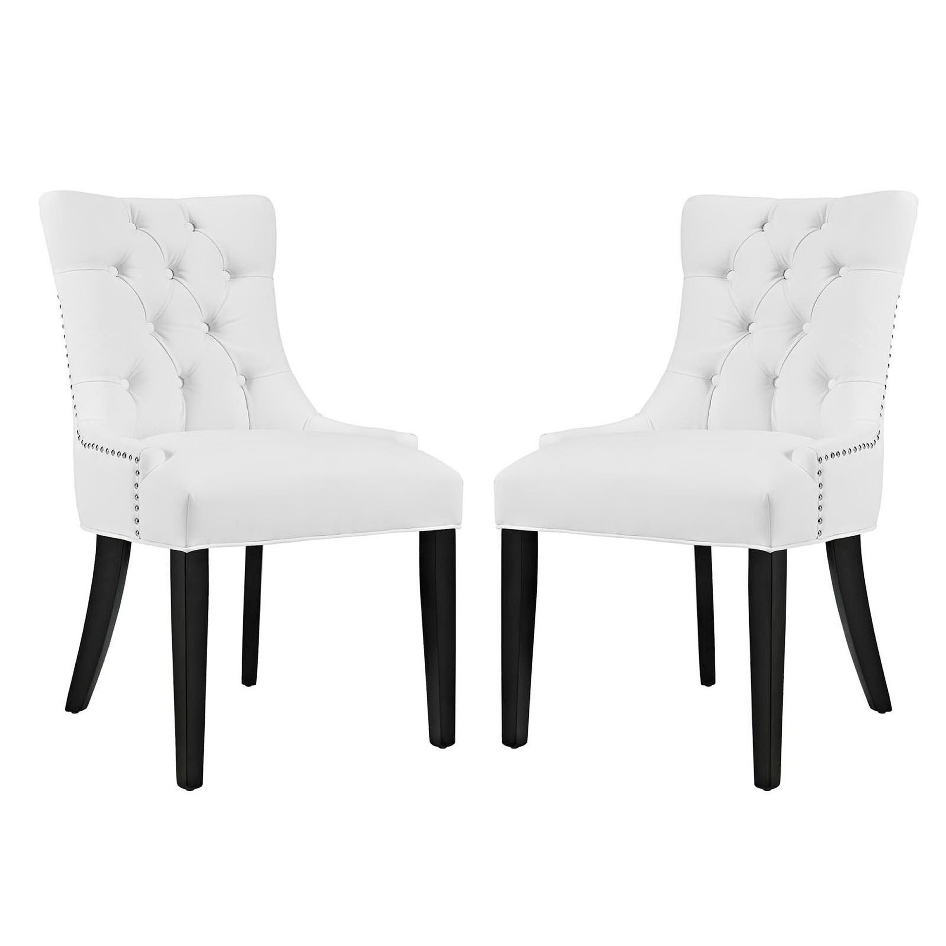 Regent Dining Side Chair Vinyl Set of 2 - White