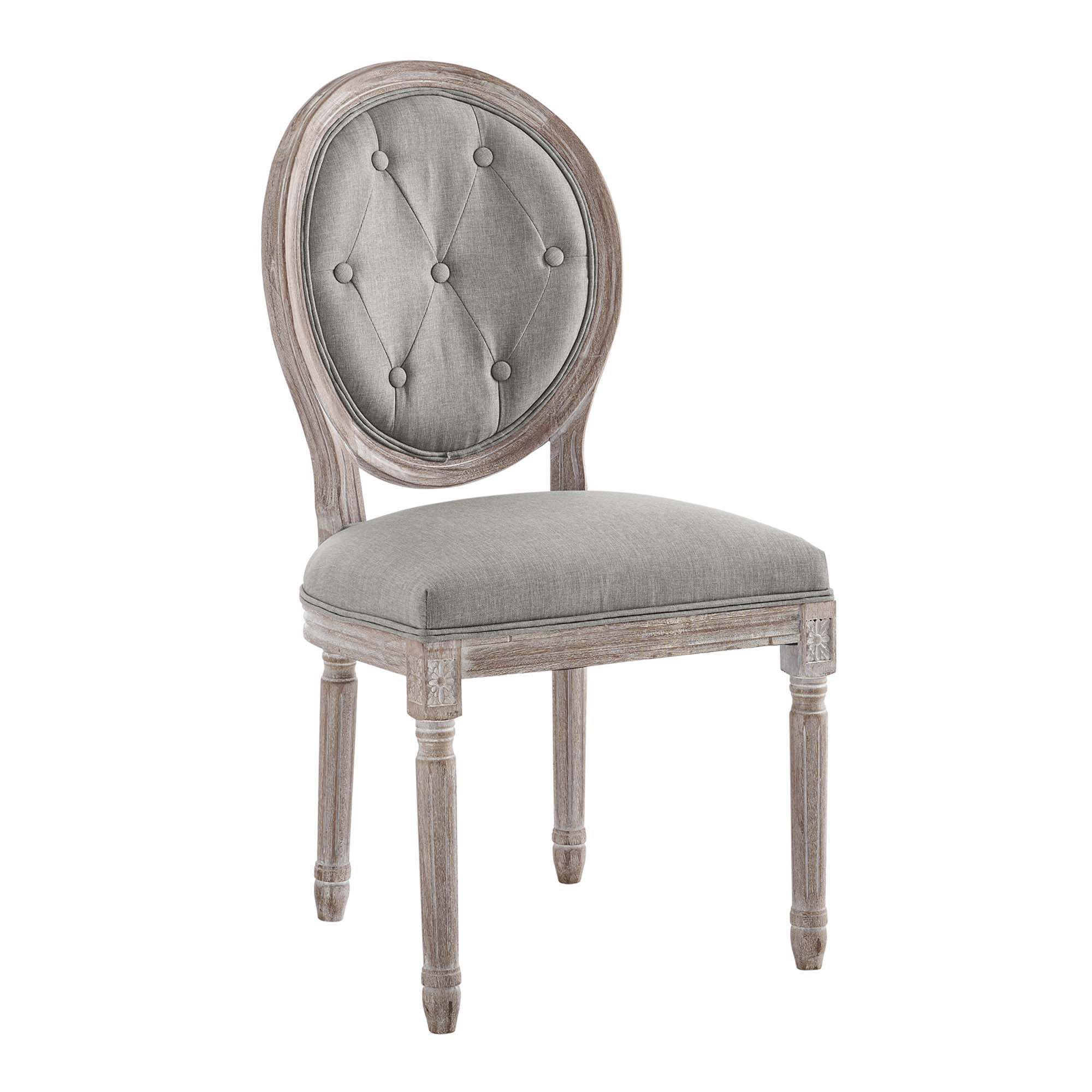 Arise Vintage French Upholstered Fabric Dining Side Chair - Light Gray