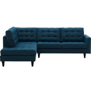 Empress 2 Piece Upholstered Fabric Left Facing Bumper Sectional - Azure