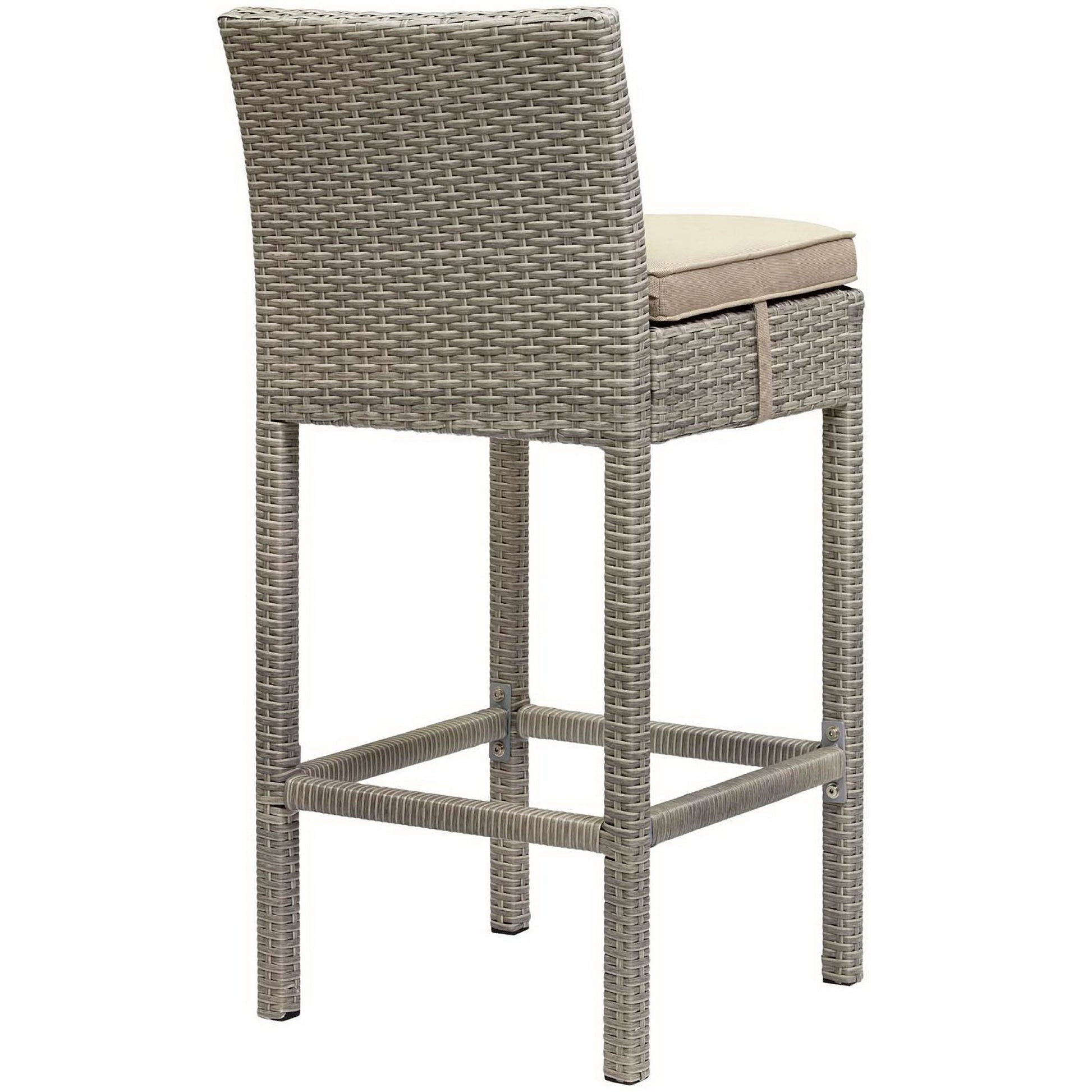 Conduit Outdoor Wicker Rattan Bar Stool - Light Gray Currant