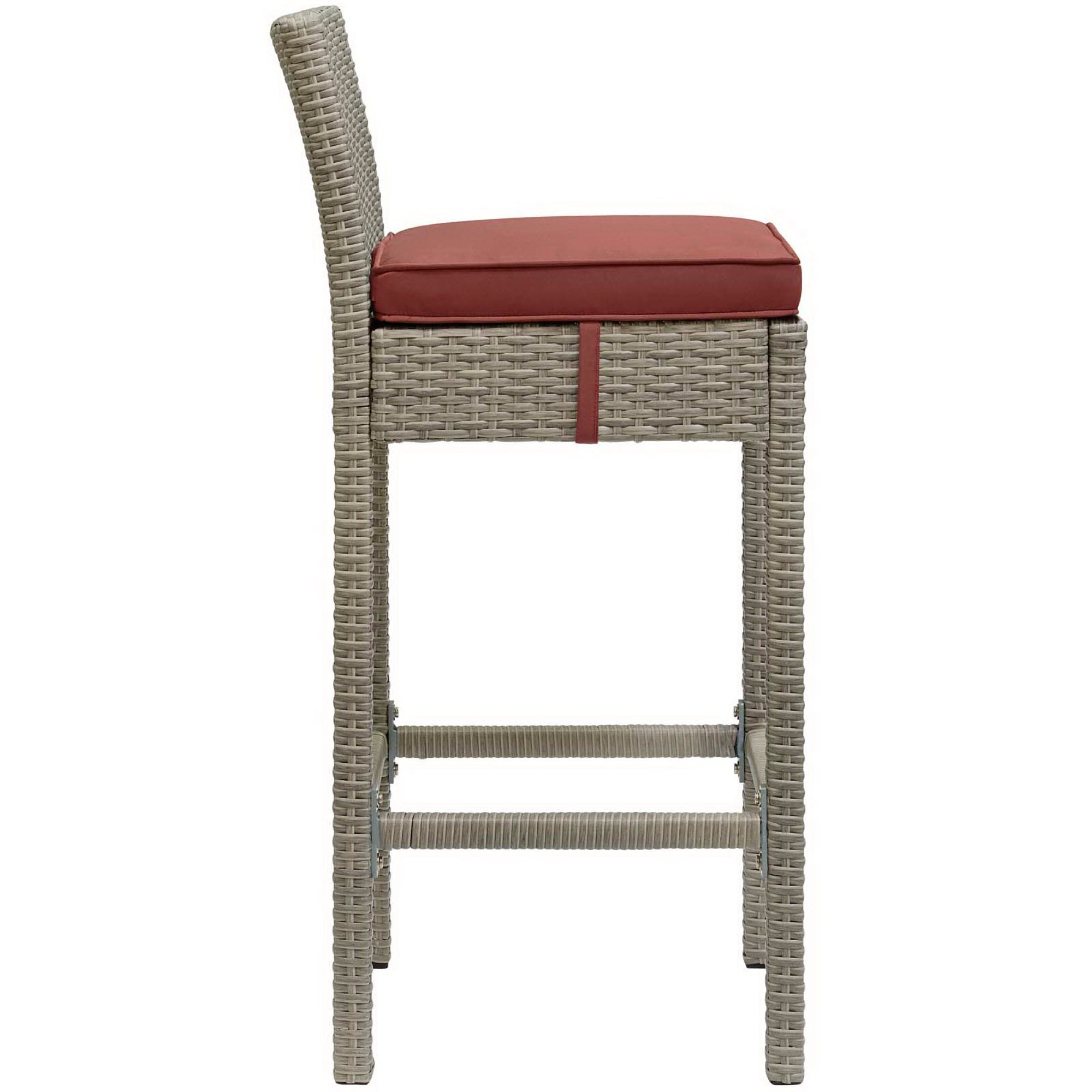 Conduit Outdoor Wicker Rattan Bar Stool - Light Gray Orange