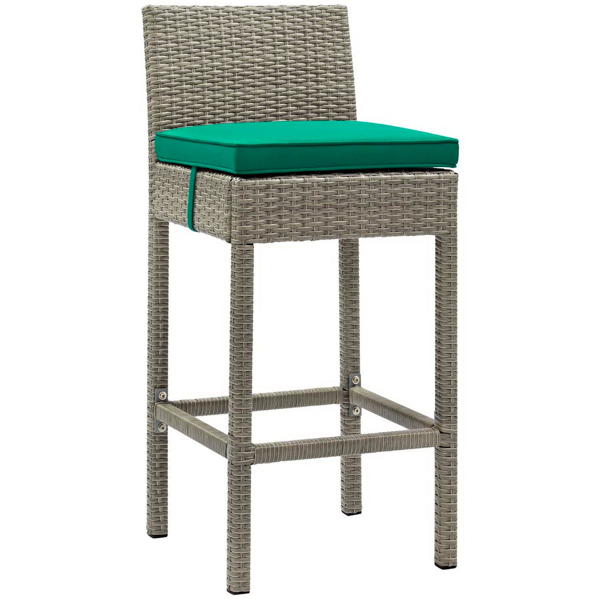 Conduit Outdoor Wicker Rattan Bar Stool - Light Gray Red