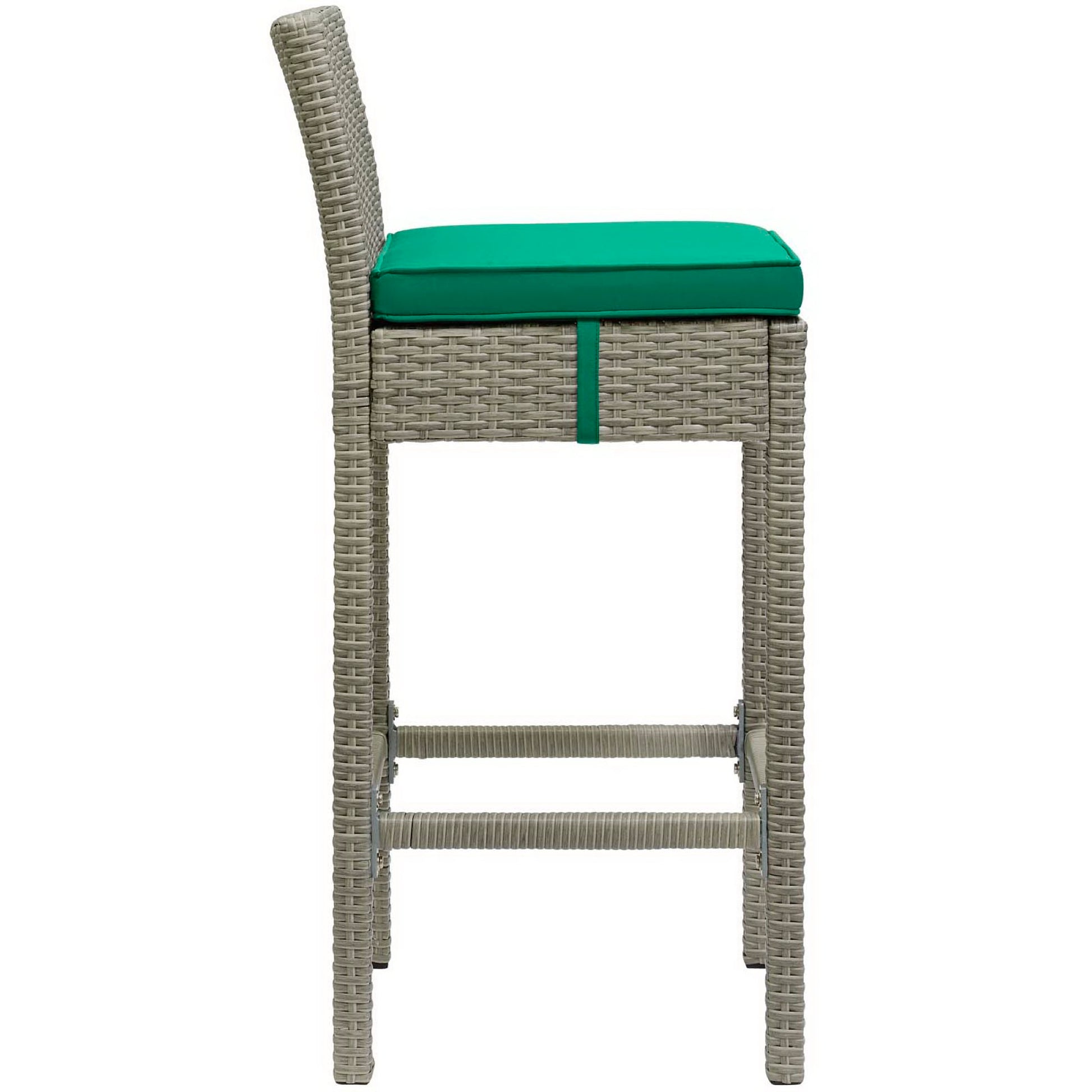 Conduit Outdoor Wicker Rattan Bar Stool - Light Gray Turquoise