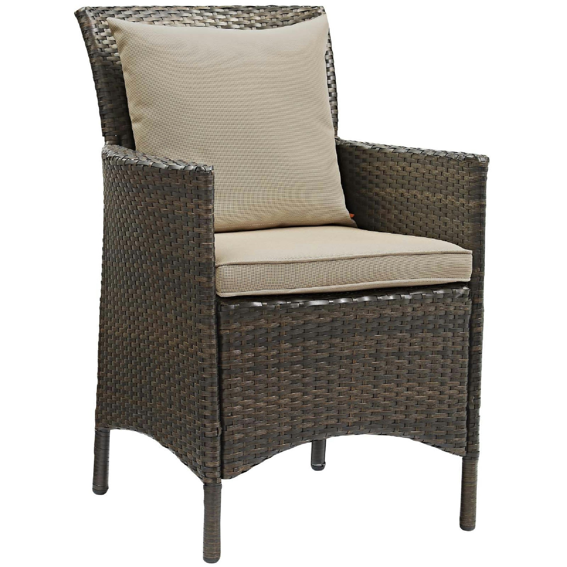 Conduit Outdoor Wicker Rattan Dining Armchair - Brown Beige