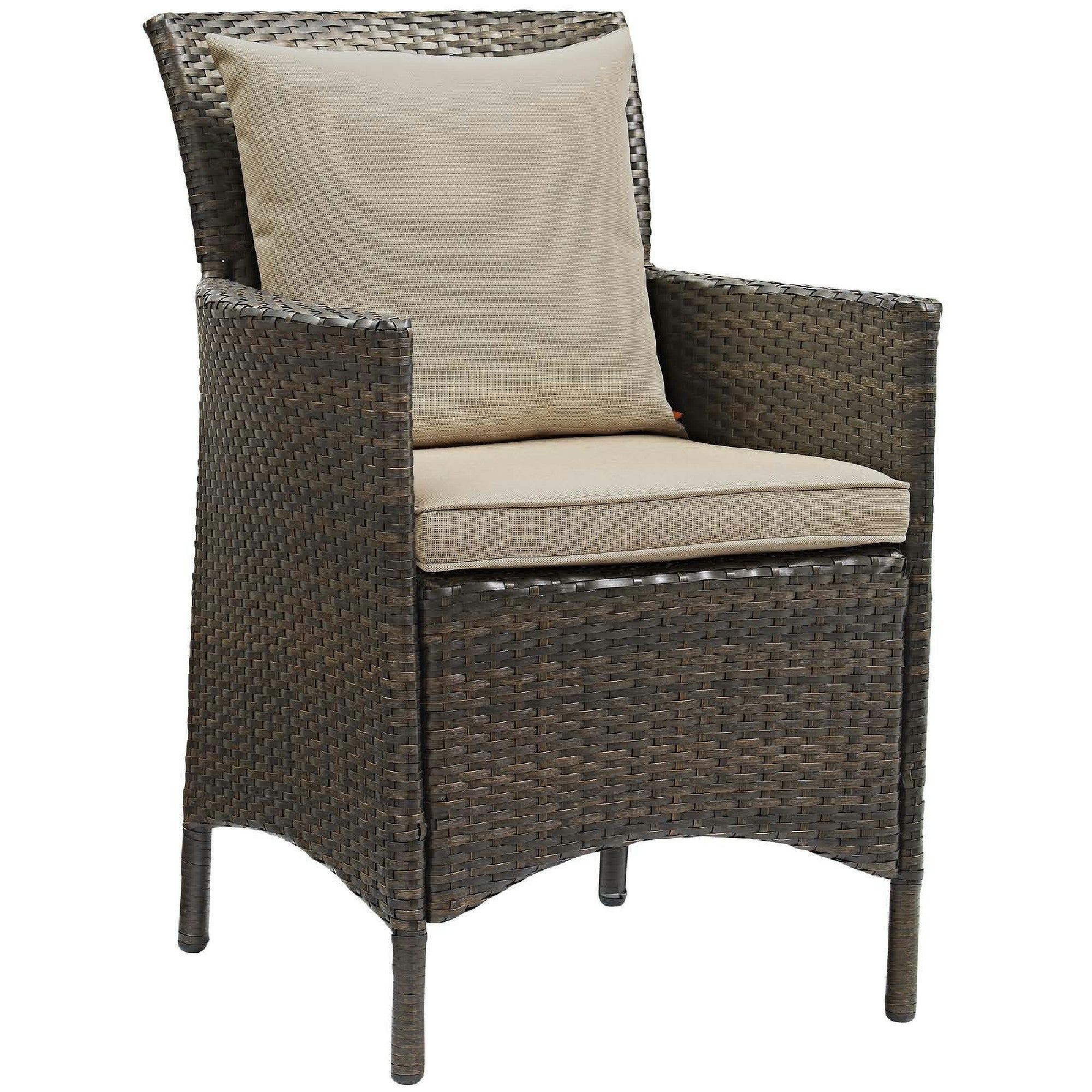 Conduit Outdoor Wicker Rattan Dining Armchair - Brown Beige