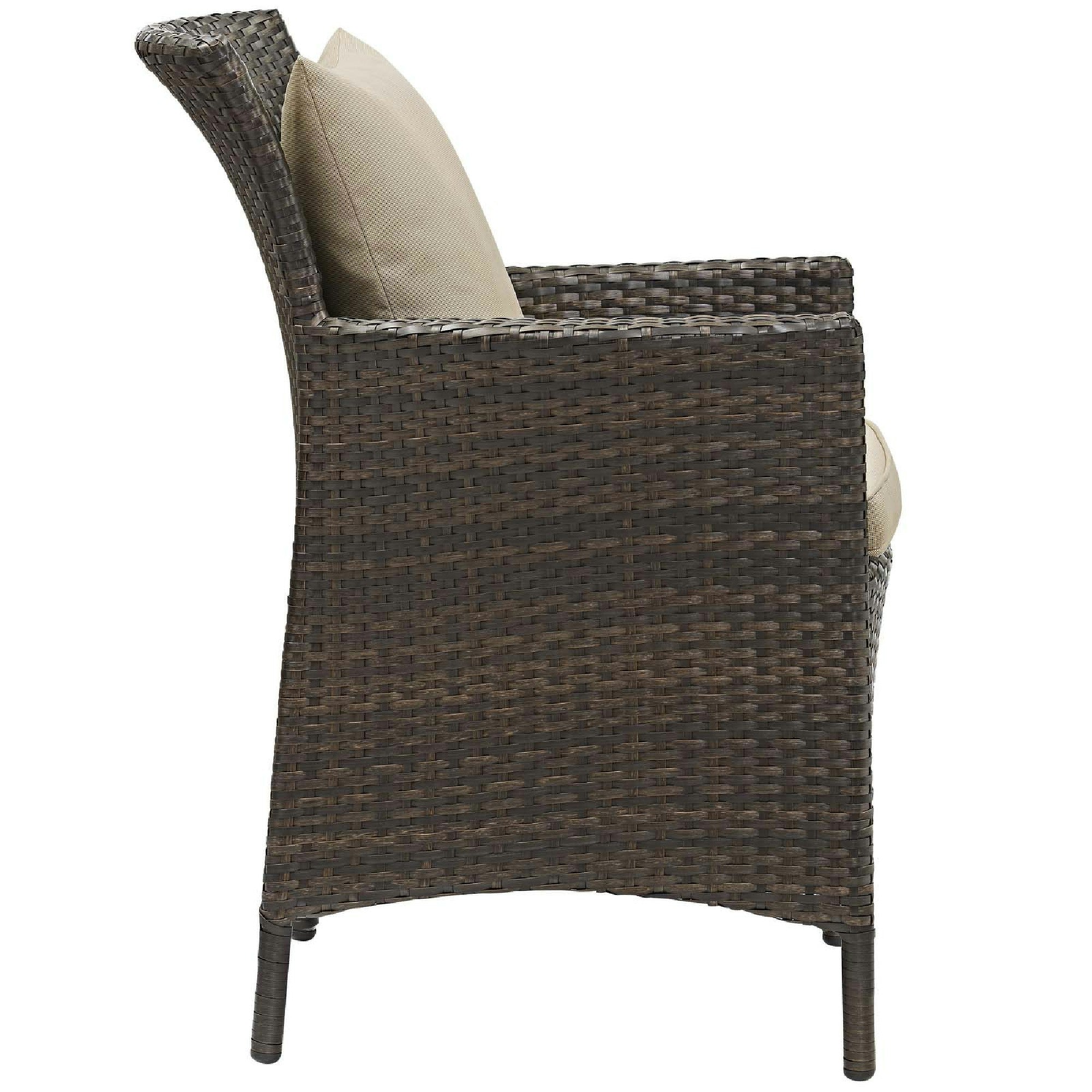 Conduit Outdoor Wicker Rattan Dining Armchair - Brown Red