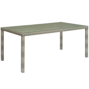 Conduit 70" Outdoor Patio Wicker Rattan Dining Table - Light Gray